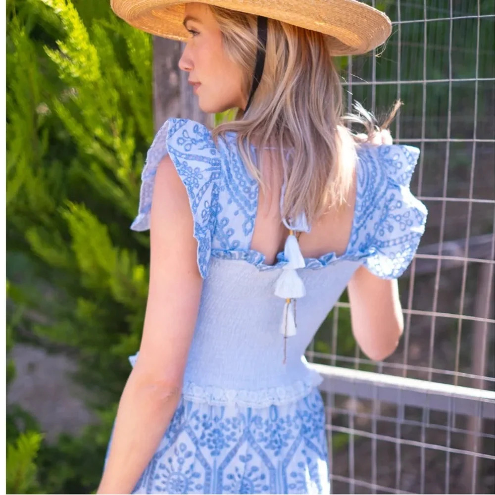 BELL by Alicia Bell Smocked Eyelet Midi Dress - Picture 5 of 10